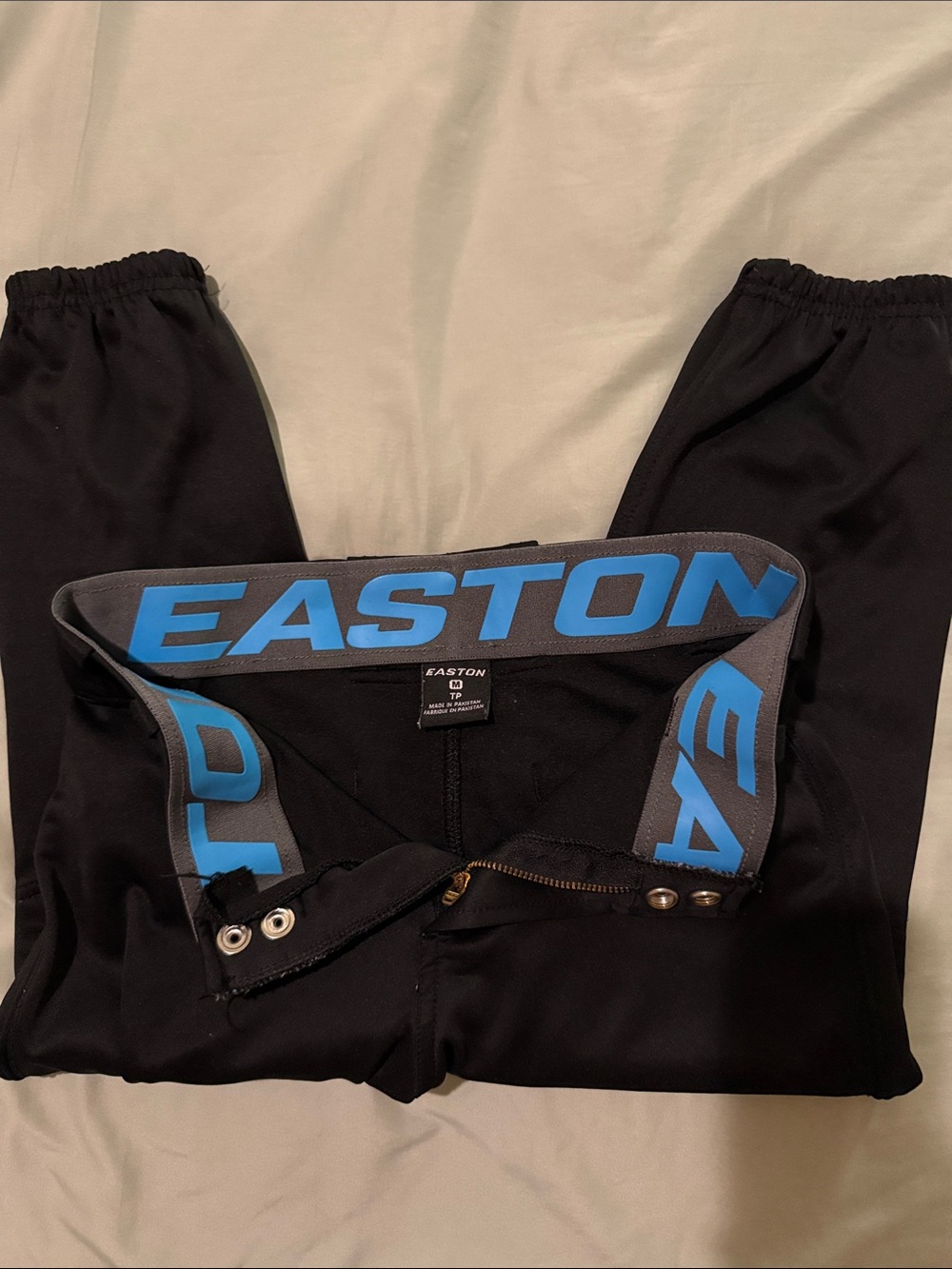 Easton Black Softball Pants with Blue Branded Waistband- YM